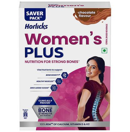 Horlicks Women's Plus with Calcium, Vitamin D & K2 for Strong Bones Chocolate - Classic Derma