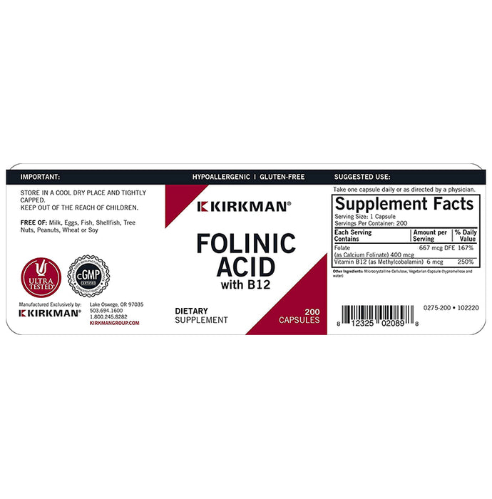 Kirkman Folinic Acid With B-12 Capsule