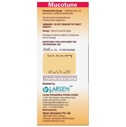 Mucotune Effervescent Tablet Orange Sugar Free