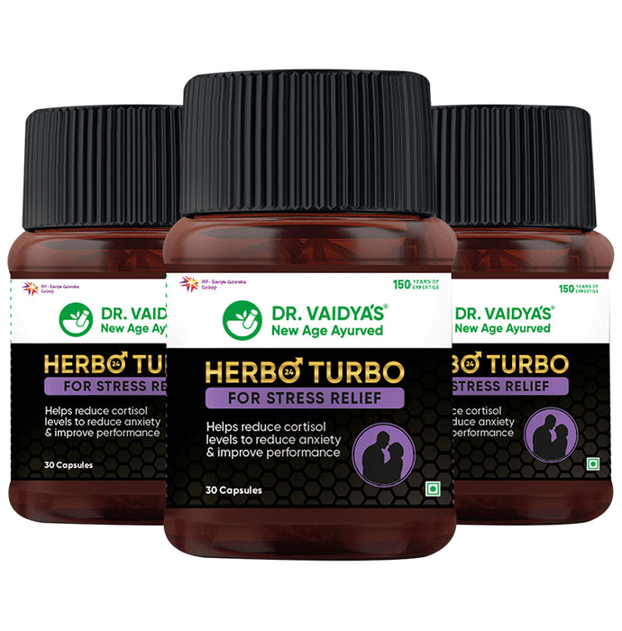 Dr. Vaidya's Herbo 24 Turbo Capsule Made For Stress Relief (30 Capsules Each) - Classic Derma