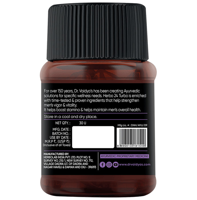 Dr. Vaidya's Herbo 24 Turbo Capsule Made For Stress Relief (30 Capsules Each)