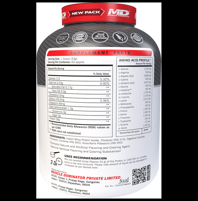 Muscle Dominator Sula 4 Super Isolate Protein Powder Chocolate