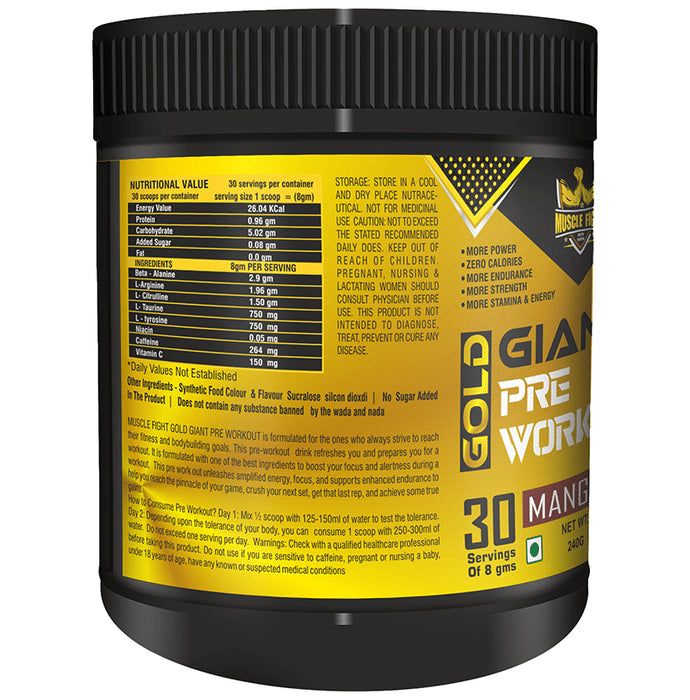 Muscle Fight Gold Giant Pre Workout Mango