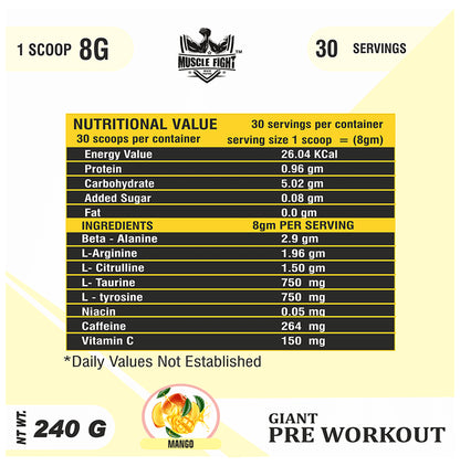 Muscle Fight Gold Giant Pre Workout Mango