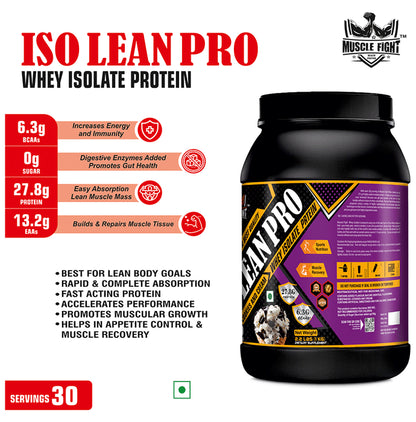 Muscle Fight ISO Lean Pro Whey Protein Powder Cookies and Cream