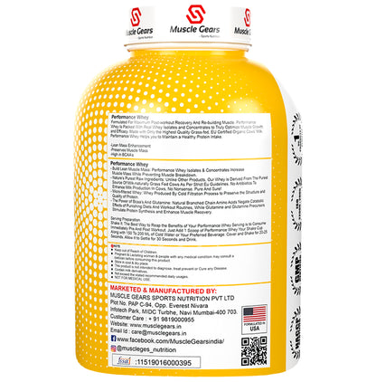 Muscle Gears Sports Nutrition 100% Performance Whey Protein Isolate