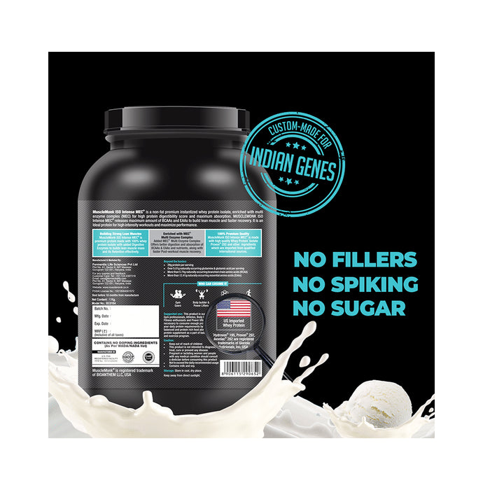 Muscle Monk Combo Pack of Iso Intense MEC 100% Whey Protein Isolate Creamy Vanilla 1kg & Pre-Workout Green Apple 300gm