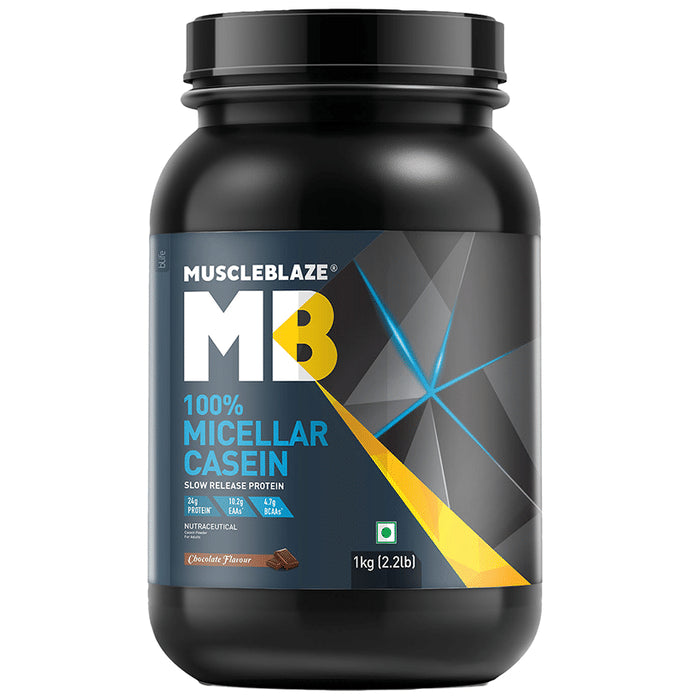 MuscleBlaze 100% Micellar Casein Slow Release Protein Powder | For Muscle Support | Chocolate - Classic Derma