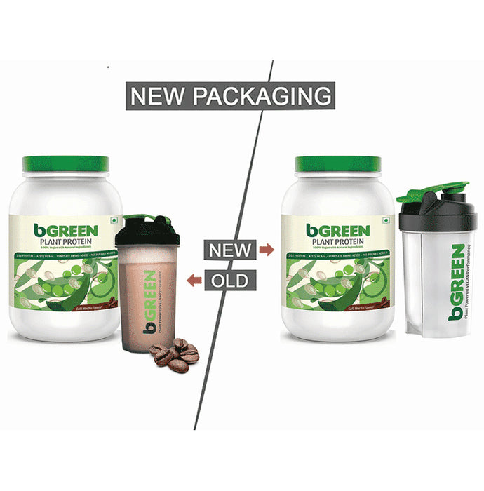 MuscleBlaze bGreen Plant Protein | For Muscle Gain, Immunity & Recovery | Powder Cafe Mocha with Shaker