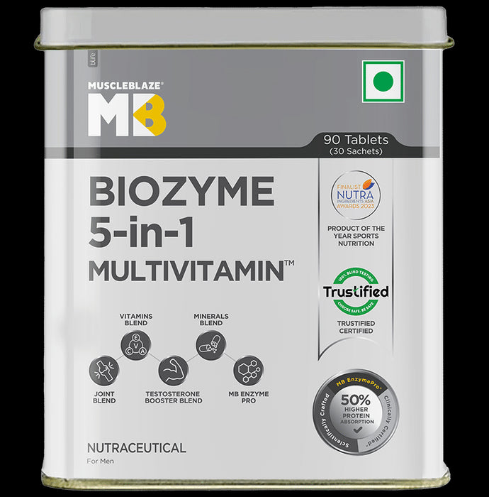 MuscleBlaze Biozyme Daily Multivitamin | With Joint & Testosterone Booster Blend | Tablet - Classic Derma