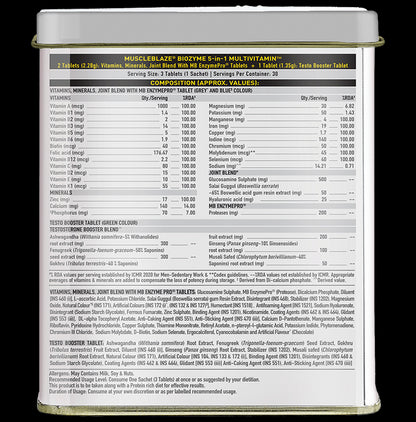 MuscleBlaze Biozyme Daily Multivitamin | With Joint & Testosterone Booster Blend | Tablet