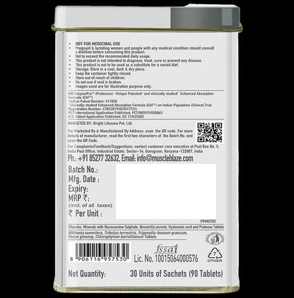 MuscleBlaze Biozyme Daily Multivitamin | With Joint & Testosterone Booster Blend | Tablet