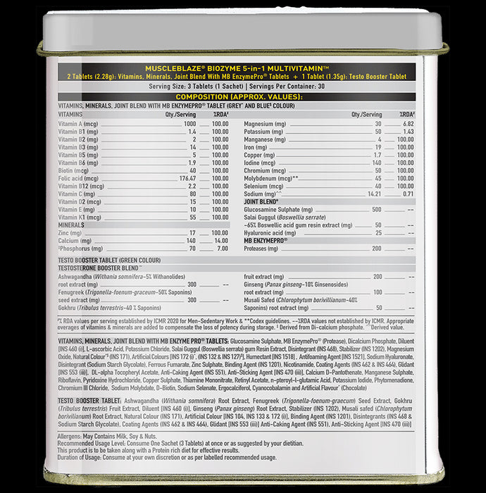 MuscleBlaze Combo Pack of Biozyme Daily Multivitamin 90 Tablet & Fish Oil 1000mg 30 Soft Gelatin Capsule
