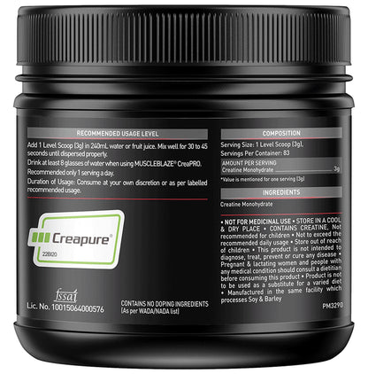 MuscleBlaze Creapro Creatine | With Creapure for Lean Muscles, Energy & Strength |