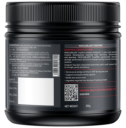 MuscleBlaze Creapro Creatine | With Creapure for Lean Muscles, Energy & Strength |