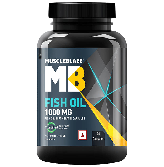 MuscleBlaze Fish Oil 1000mg | For Heart, Brain, Joint, Eyes & Immunity | Soft Gelatin Capsule - Classic Derma