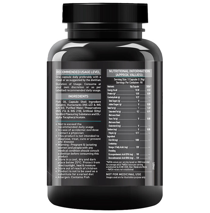 MuscleBlaze Fish Oil 1000mg | For Heart, Brain, Joint, Eyes & Immunity | Soft Gelatin Capsule