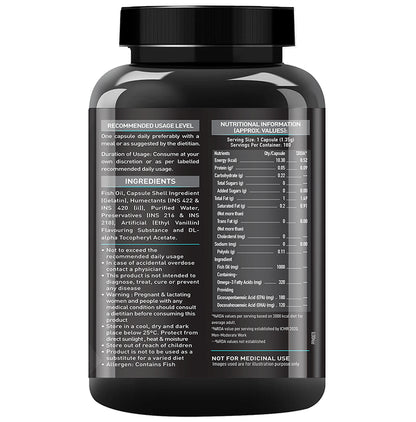 MuscleBlaze Fish Oil 1000mg | For Heart, Brain, Joint, Eyes & Immunity | Soft Gelatin Capsule