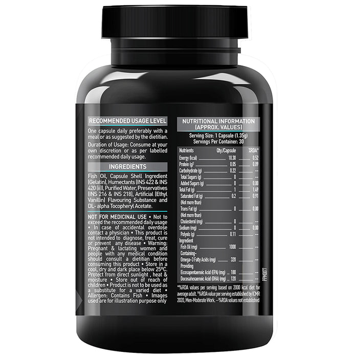 MuscleBlaze Fish Oil 1000mg | For Heart, Brain, Joint, Eyes & Immunity | Soft Gelatin Capsule