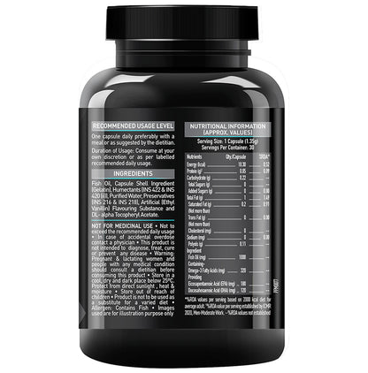 MuscleBlaze Fish Oil 1000mg | For Heart, Brain, Joint, Eyes & Immunity | Soft Gelatin Capsule