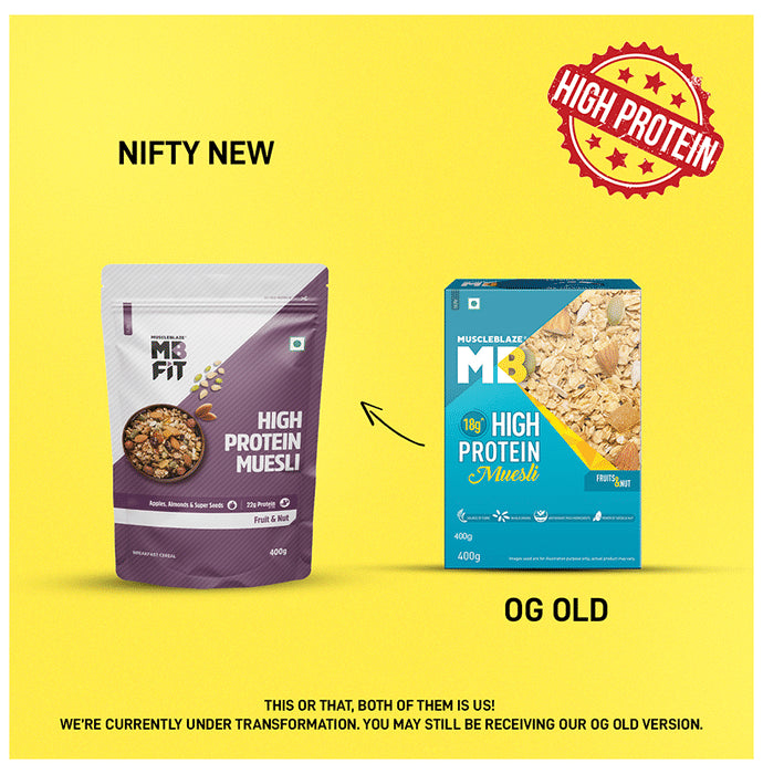 MuscleBlaze Fit High Protein Muesli 22 g Protein | Flavour Fruits & Nut