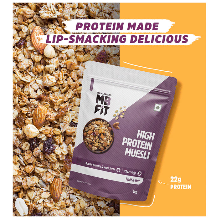 MuscleBlaze Fit High Protein Muesli 22 g Protein | Flavour Fruits & Nut