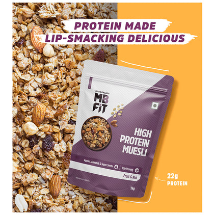 MuscleBlaze Fit High Protein Muesli 22 g Protein | Flavour Fruits & Nut