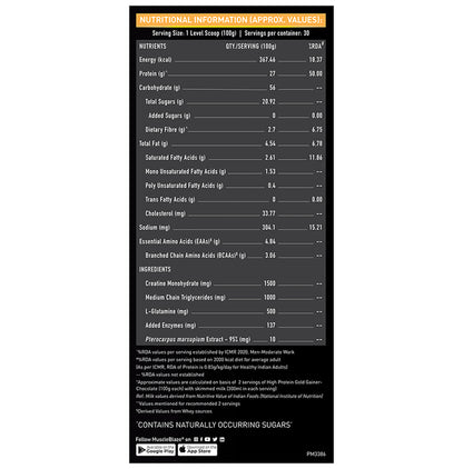 MuscleBlaze High Protein Gold Gainer Powder Chocolate