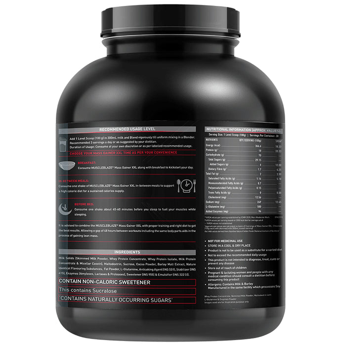 MuscleBlaze Mass Gainer XXL | With Digestive Enzymes | For Muscle Mass | Chocolate Flavour | Nutrition Booster
