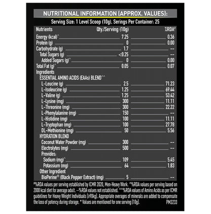 MuscleBlaze MB EAA 6000 with 800 mg Hydration Blend & 5 mg Bioperine Powder Jamaican Strawberry