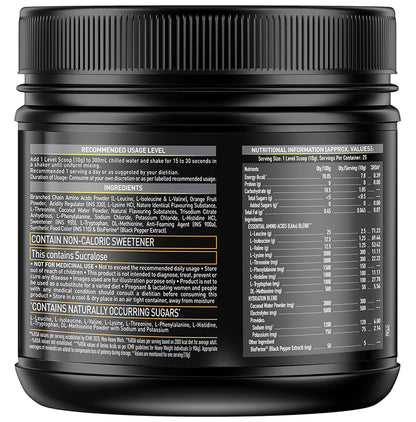 MuscleBlaze MB EAA 6000 with 800 mg Hydration Blend & 5 mg Bioperine Powder Orange