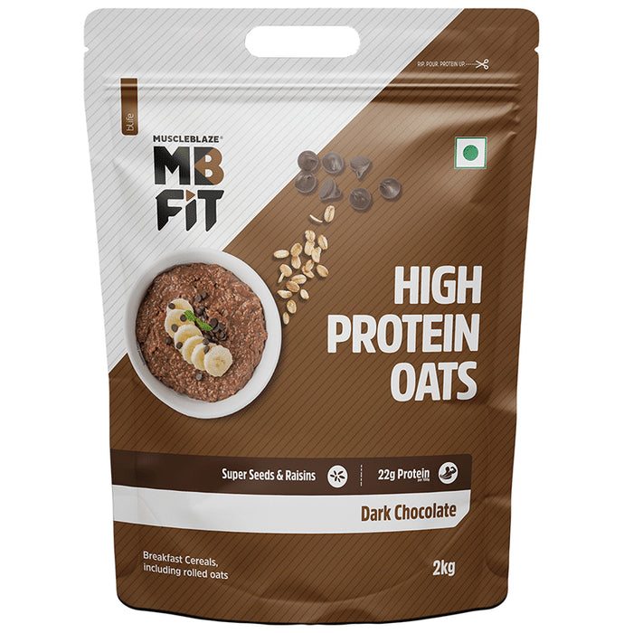 MuscleBlaze MB Fit 22g High Protein Oats | Flavour Dark Chocolate - Classic Derma