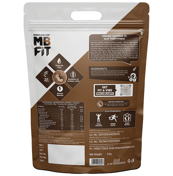 MuscleBlaze MB Fit 22g High Protein Oats | Flavour Dark Chocolate