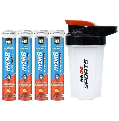 Muscleblaze MB Fuel One Sports Hydr8 Rehydration Formula Effervescent Tablet (20 Each) with Shaker 500ml Lemon - Classic Derma