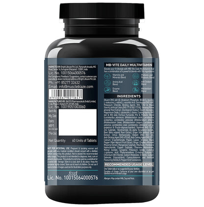 MuscleBlaze MB-Vite Multivitamin | With Amino Acids, Pre & Probiotic Blend | For Energy, Gut Health & Immunity | Tablet