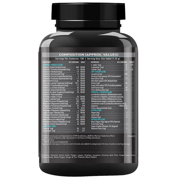 MuscleBlaze MB-Vite Multivitamin | With Amino Acids, Pre & Probiotic Blend | For Energy, Gut Health & Immunity | Tablet