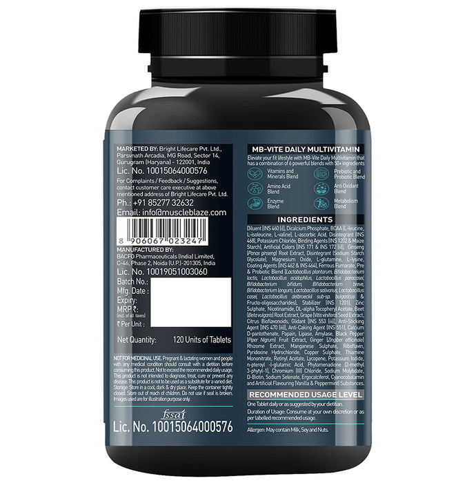 MuscleBlaze MB-Vite Multivitamin | With Amino Acids, Pre & Probiotic Blend | For Energy, Gut Health & Immunity | Tablet
