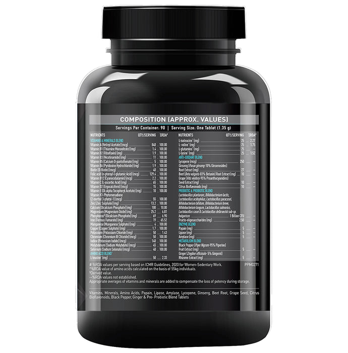 MuscleBlaze MB-Vite Multivitamin | With Amino Acids, Pre & Probiotic Blend | For Energy, Gut Health & Immunity | Tablet
