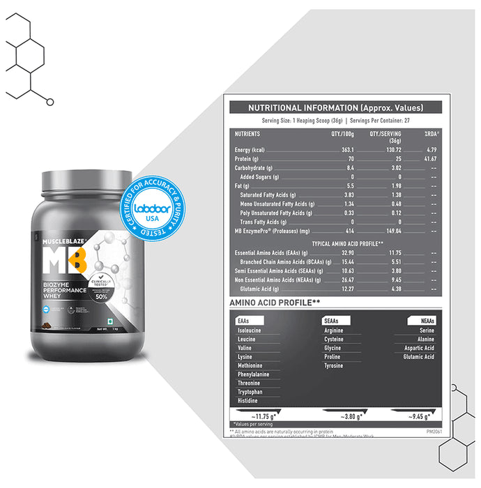 MuscleBlaze MuscleBlaze Biozyme Performance Whey Protein | For Muscle Gain | Improves Protein Absorption | Nutrition Care Powder Rich Chocolate with Shaker 650ml