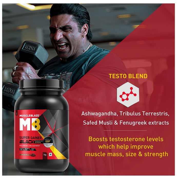 MuscleBlaze Super Gainer Black EGF Powder | No Added Sugar | Choco Banana