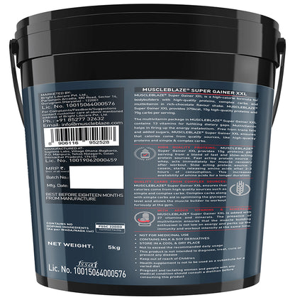 MuscleBlaze Super Gainer XXL for Muscle Growth | No Added Sugar | Chocolate Mint