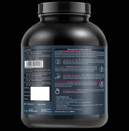 MuscleBlaze Super Gainer XXL for Muscle Growth | No Added Sugar | Powder Chocolate with Shaker 650ml