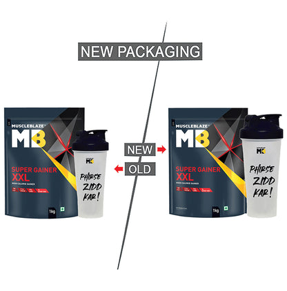 MuscleBlaze Super Gainer XXL for Muscle Growth | No Added Sugar | Powder with Shaker 650ml