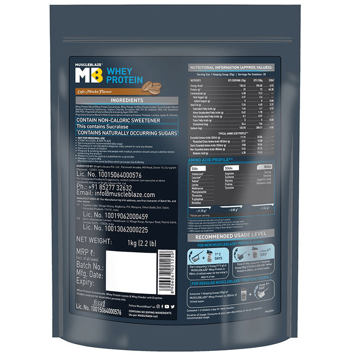 MuscleBlaze Whey Isolate Protein Blend Powder | Added Digestive Enzymes & Glutamic Acid | For Muscle Gain | Supports Nutrition Cafe Mocha