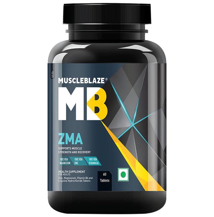 MuscleBlaze ZMA | With Magnesium, Zinc & Vitamin B6 | For Muscle Recovery | Tablet - Classic Derma