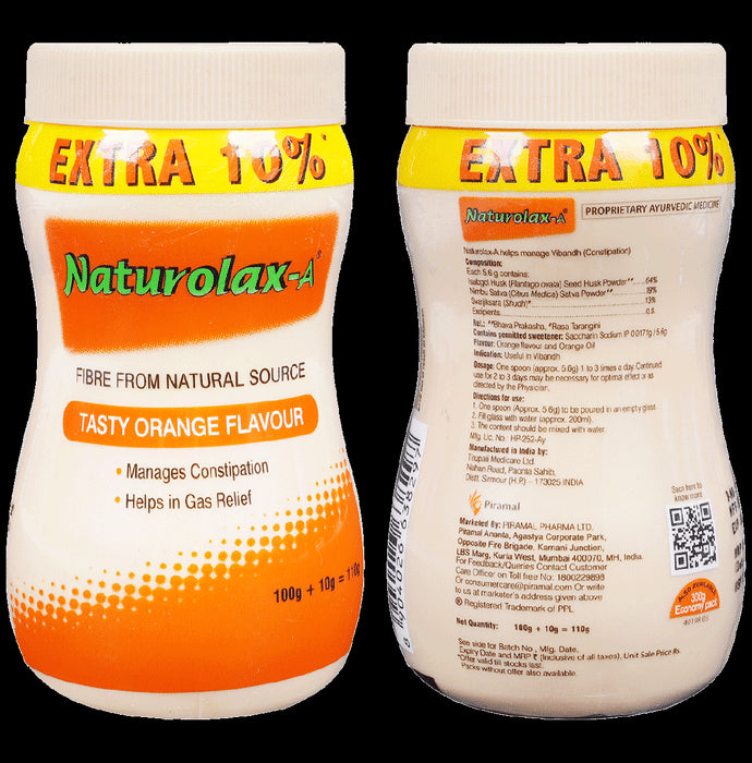 Naturolax -A Powder | For Constipation, Gas & Stomach Care | Flavour Tasty Orange - Classic Derma