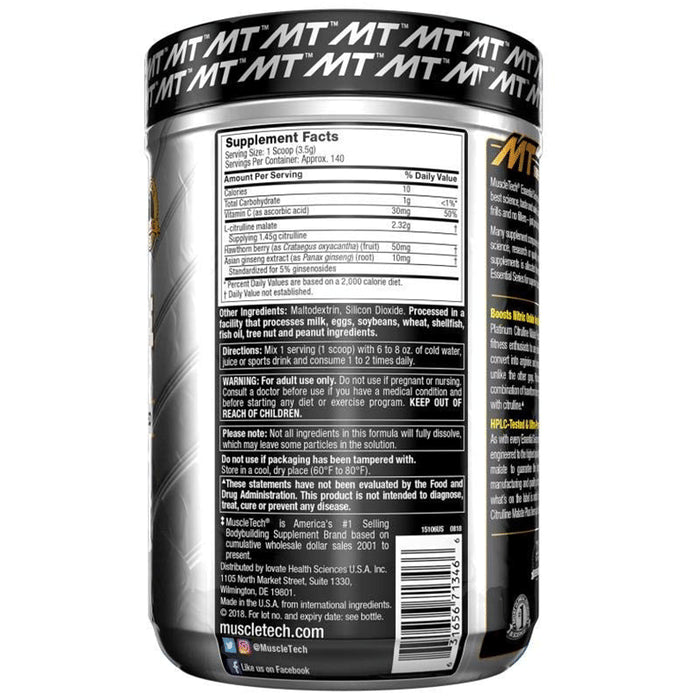 Muscletech Essential Series Platinum Citrulline Malate+ Unflavoured