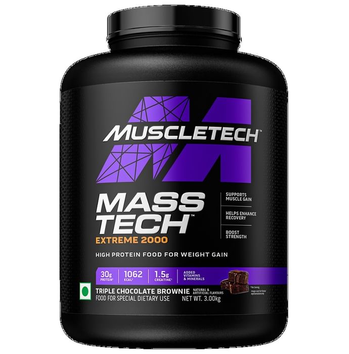 Muscletech Mass Tech Extreme 2000 Powder Triple Chocolate Brownie - Classic Derma