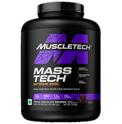 Muscletech Mass Tech Extreme 2000 Powder Triple Chocolate Brownie - Classic Derma