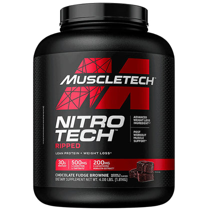 Muscletech Nitro Tech Ripped Chocolate Fudge Brownie Powder - Classic Derma